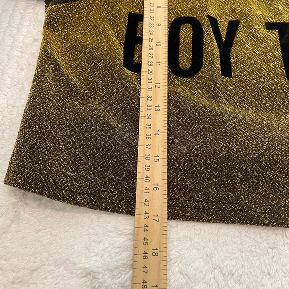 Essue Crop Top Women's L Gold Metallic Pullover Party Boy Trap Short Sleeve - Picture 12 of 12